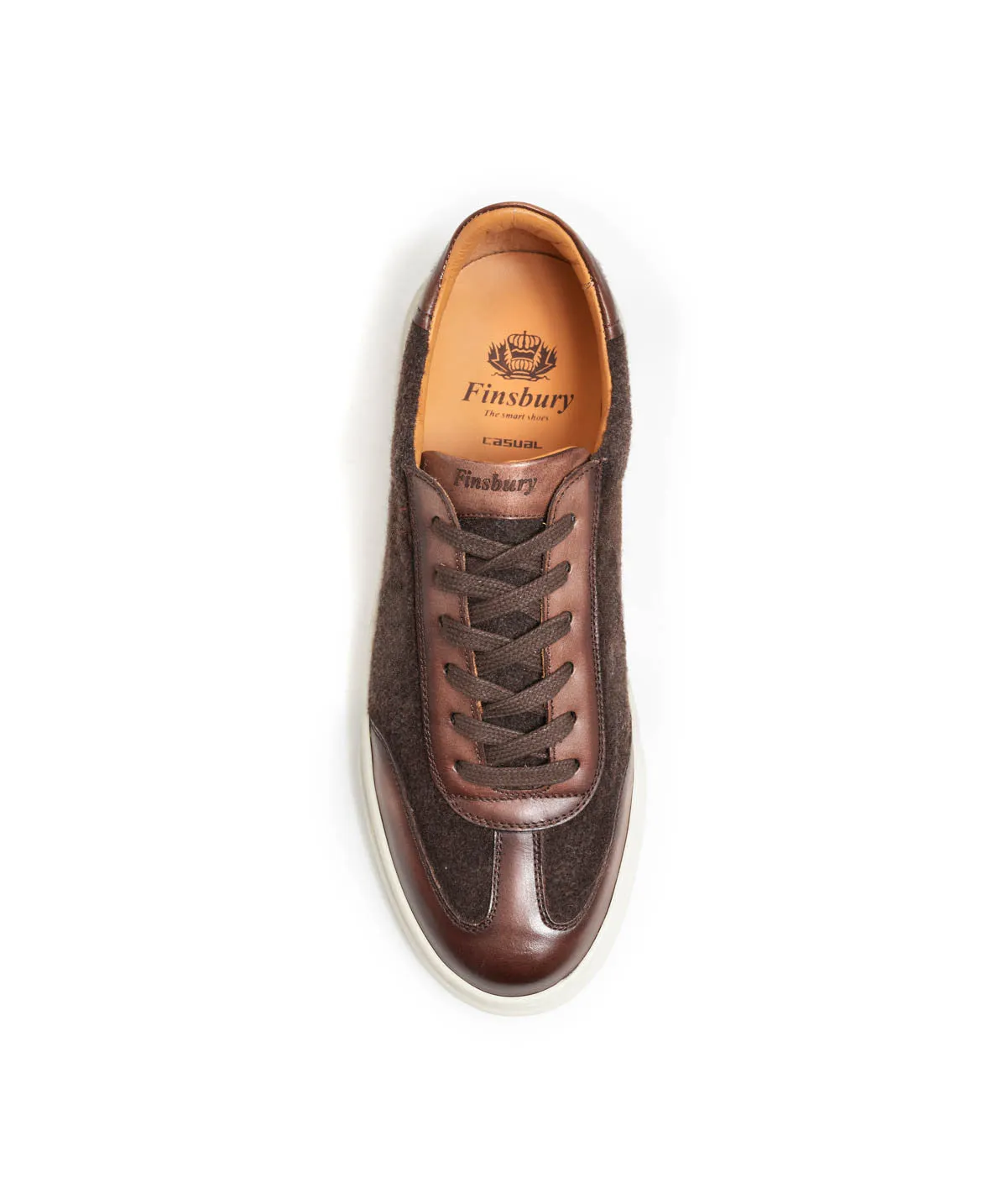 Finsbury Magnus sneaker heren bruin vilt en leer lage top