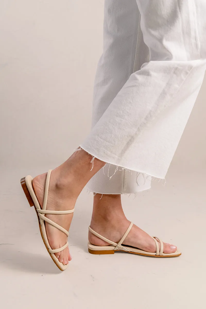 Bryan Stepwise Roma platte sandalen beige leer