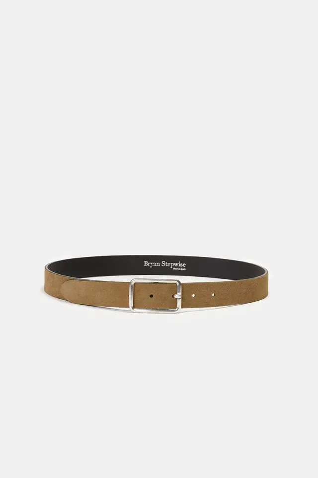 Bryan Stepwise Line riem beige suède