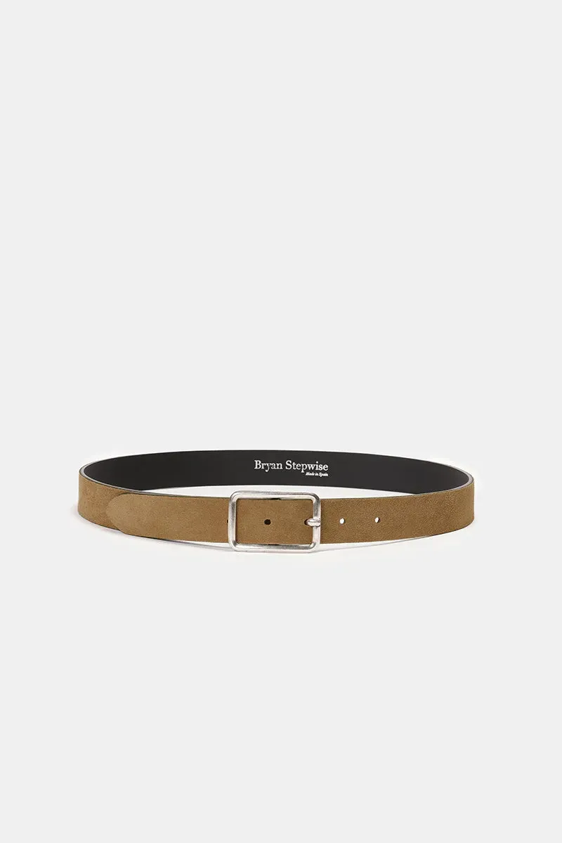 Bryan Stepwise Line riem beige suède
