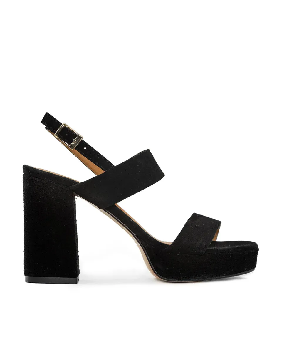 Finsbury Janis zwarte sandalen blokhak fluweel