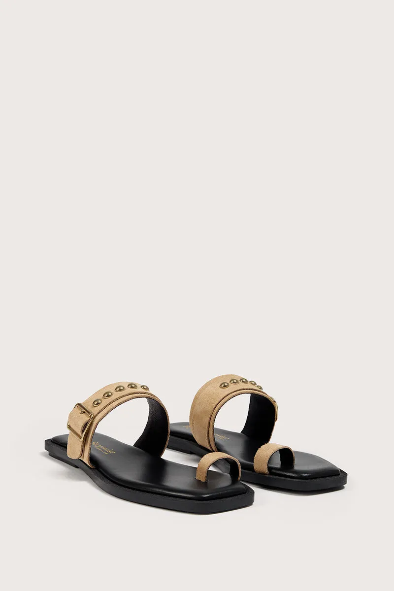 Bryan Stepwise Hiba sandalen plat camel leer