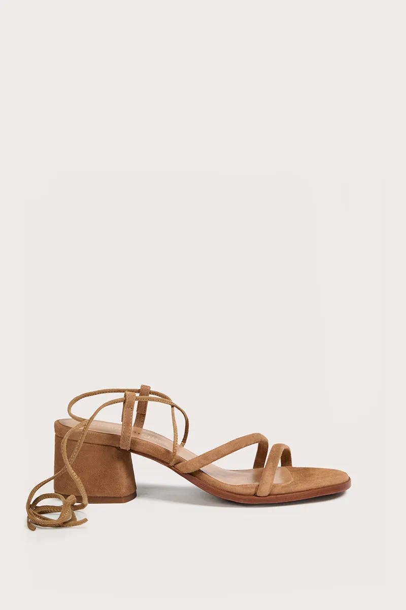 Bryan Stepwise Grecia sandalen met hak camel suède