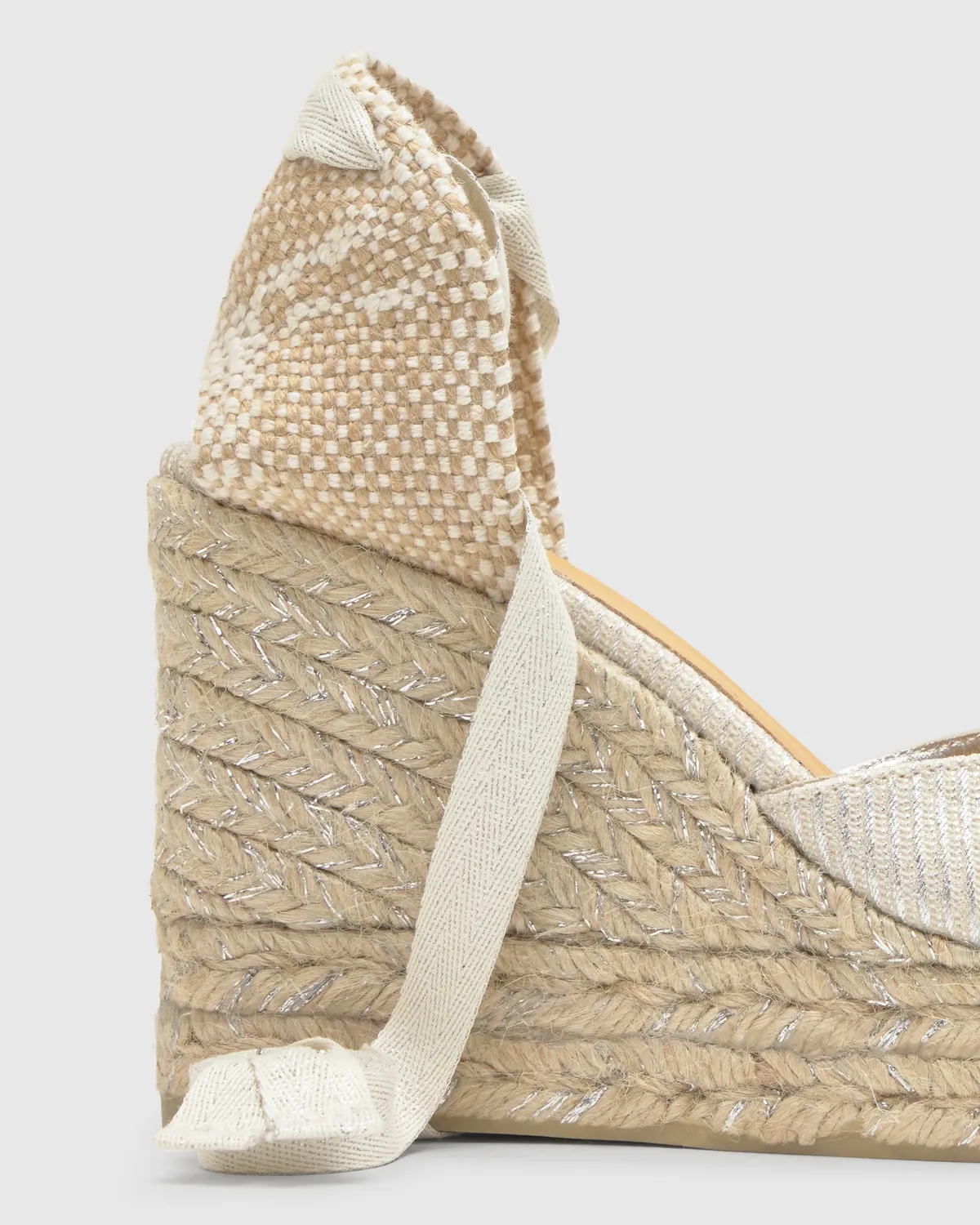 Castaner Joyce/8ED/291 espadrille zilver metallic linnen