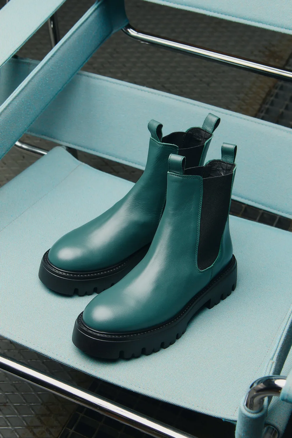 Jutelaune Forest Regenboots Groen Leer Met Rits