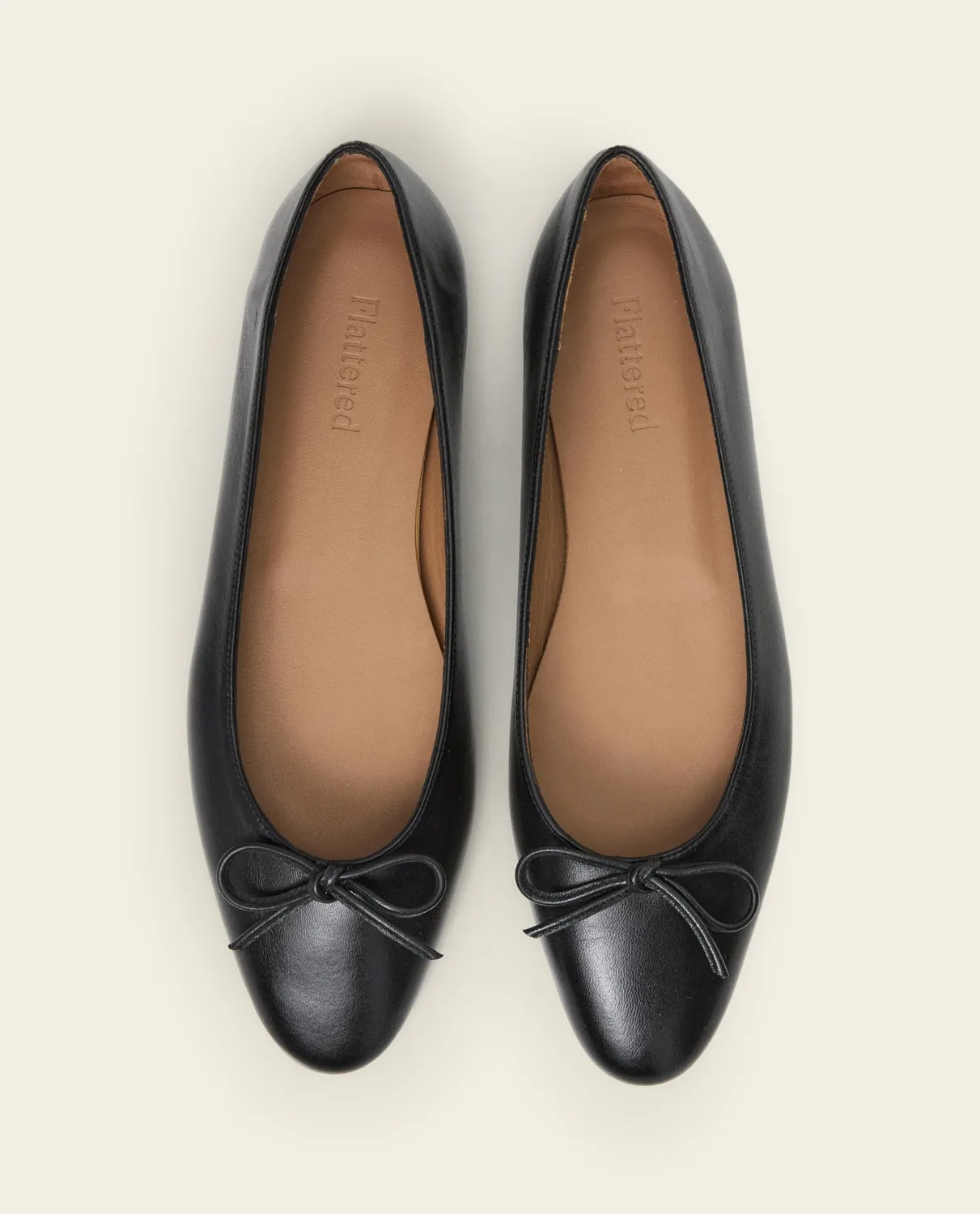 Flattered Bodil leren ballerina zwart met strik