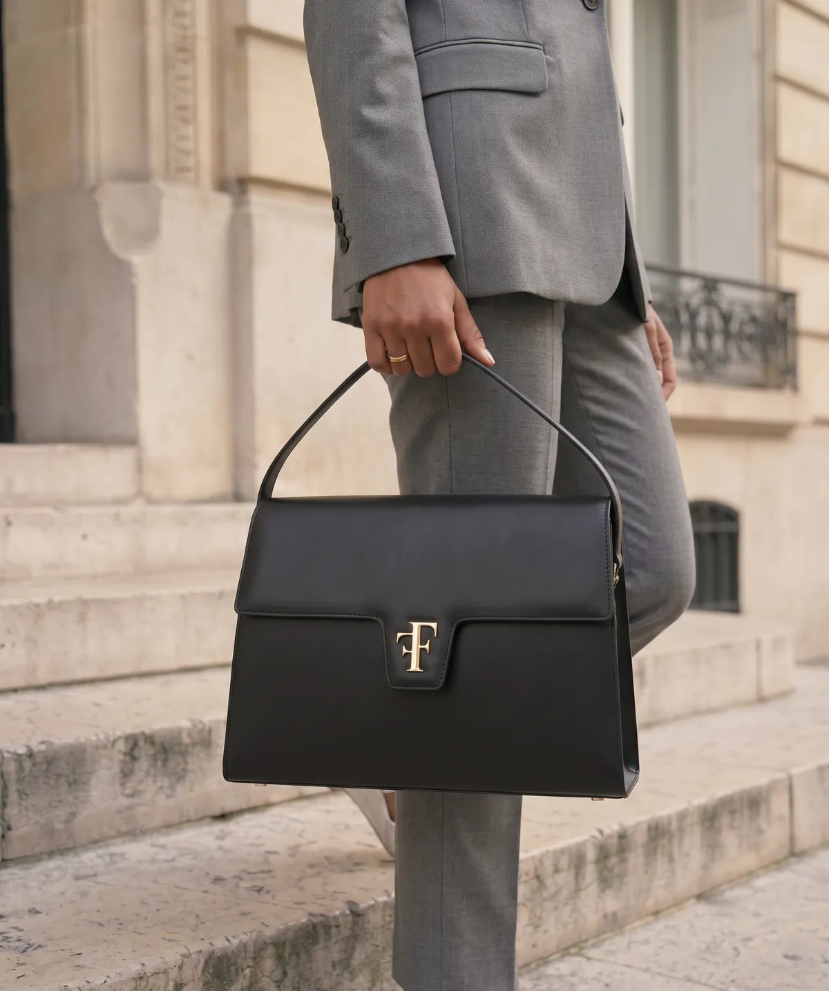 Finsbury FF35 handtas zwart leer 13 inch