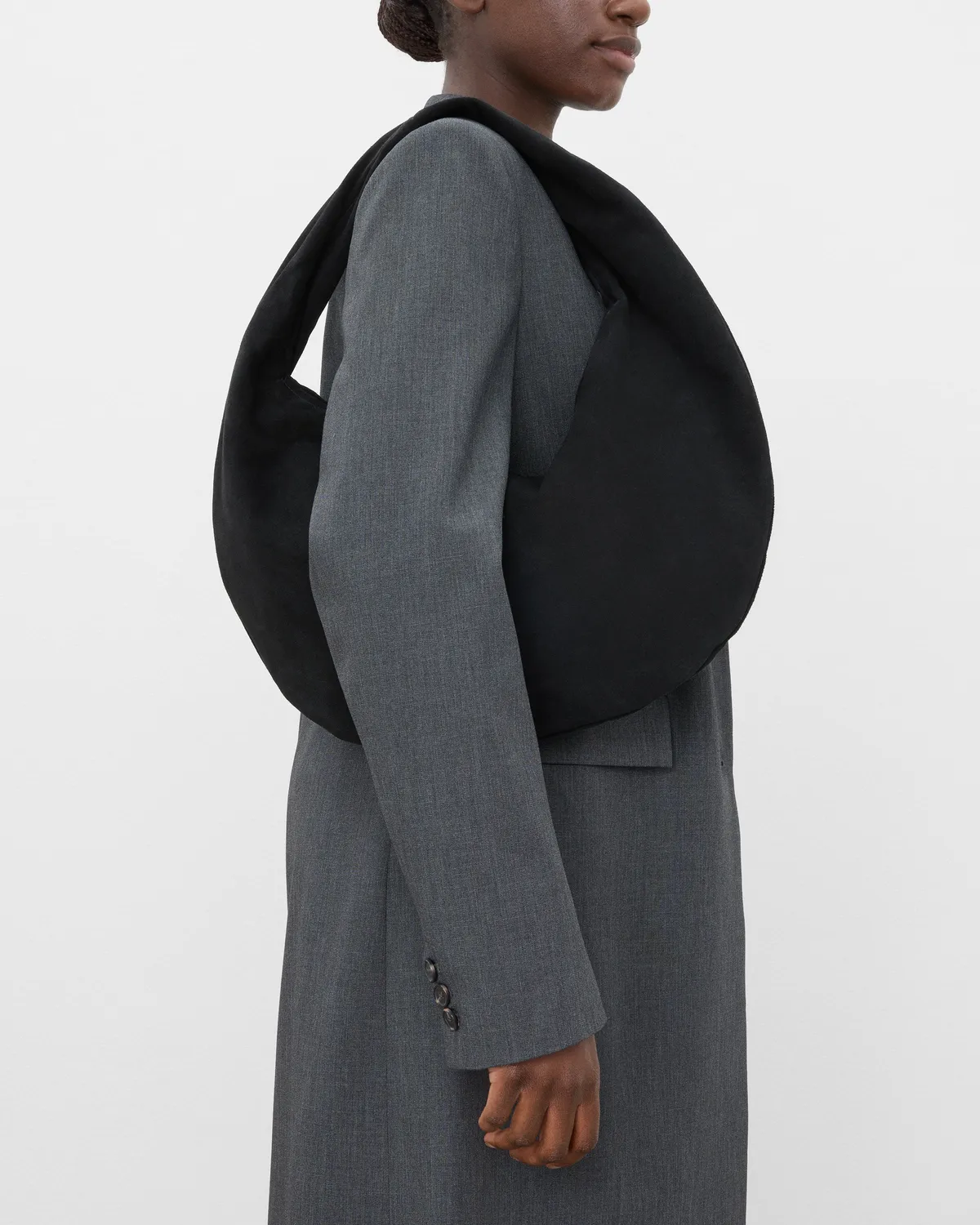 Flattered Alva schoudertas zwart suede rits