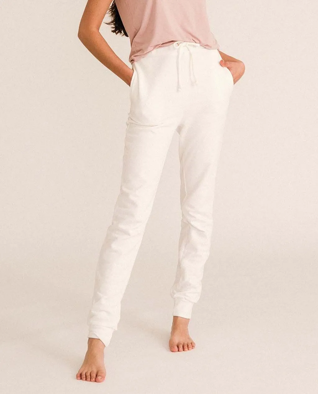 Jutelaune Cream Joggers joggingbroek crème bio-katoen
