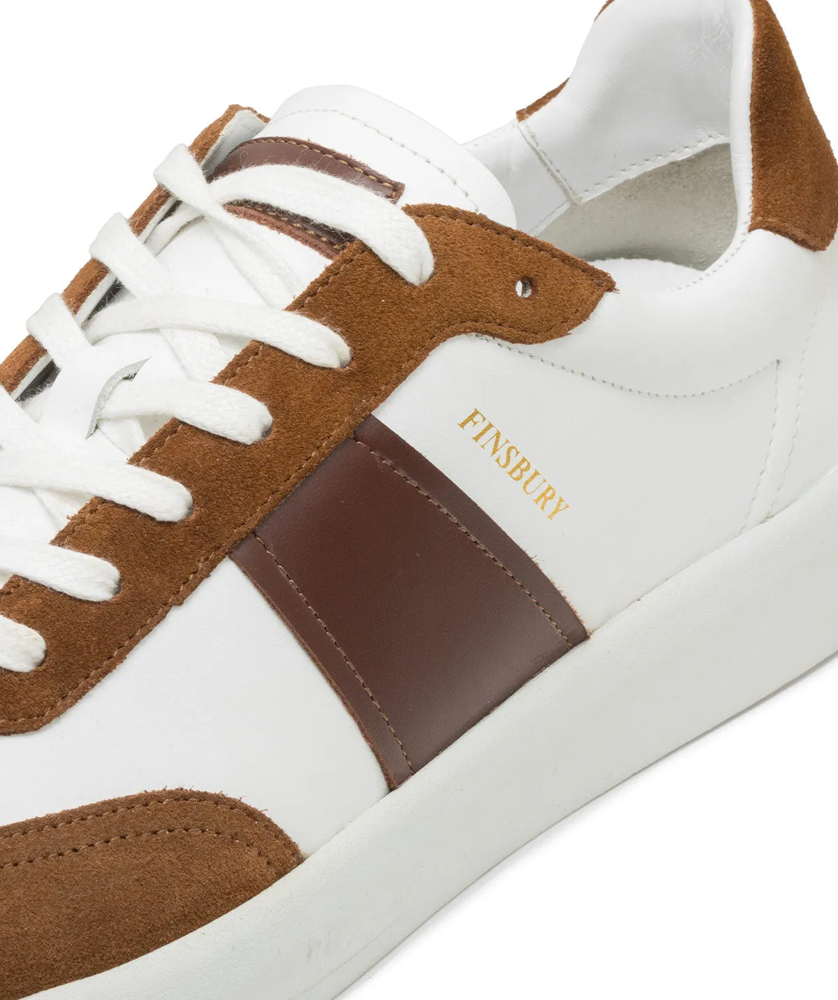 Finsbury Leo sneakers wit bruin leer