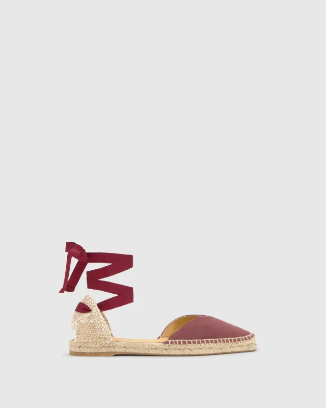 Castaner Brava BRAVA/300 platte espadrilles wijnrood linnen