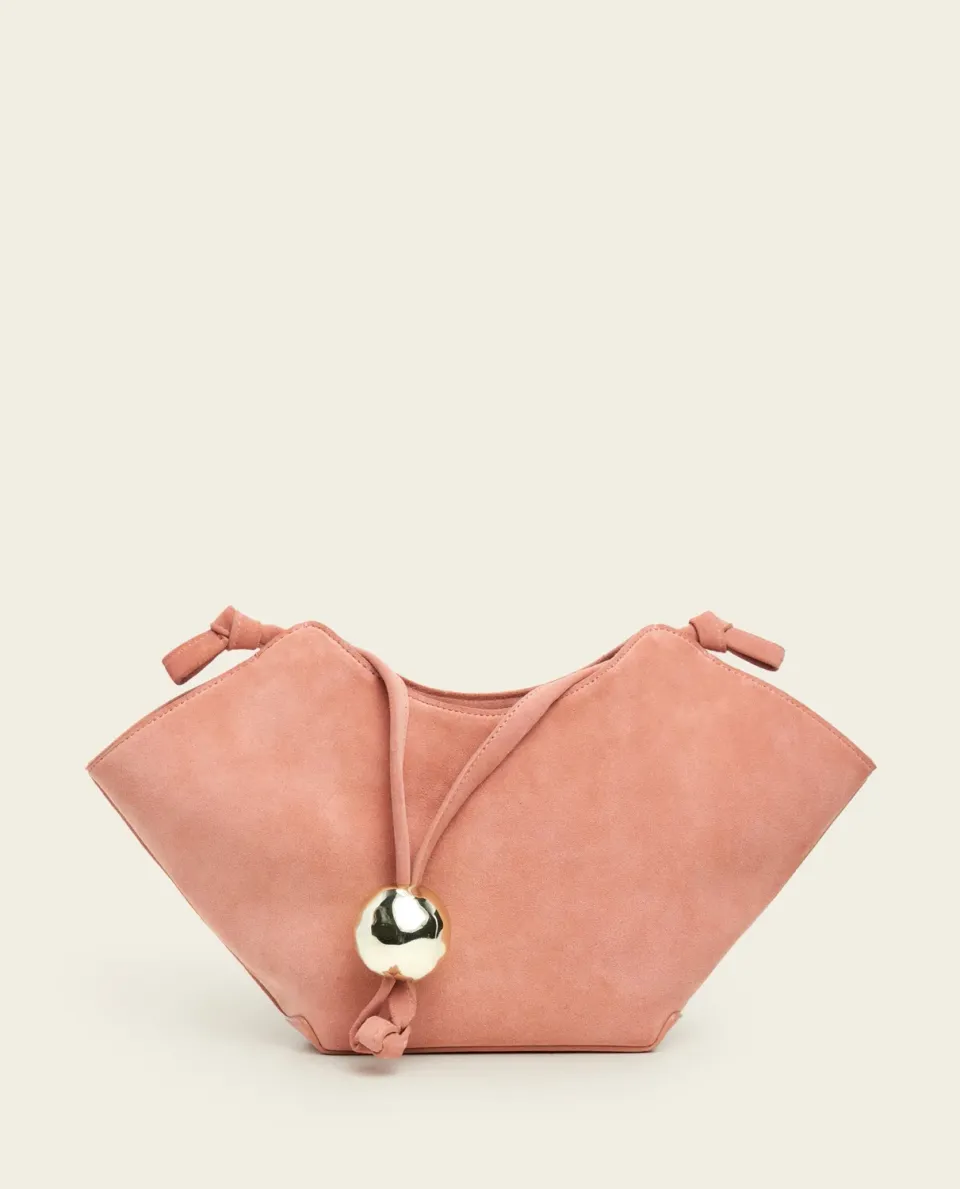 Flattered Donia schoudertas suède blush pink mini