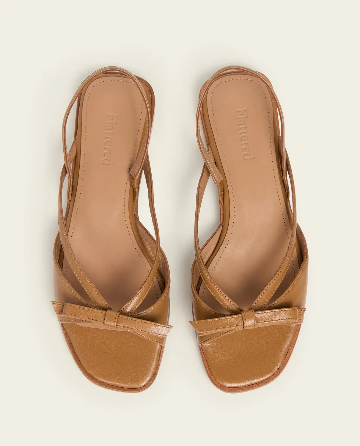 Flattered Max Leather Cognac sandalen cognac leer plat