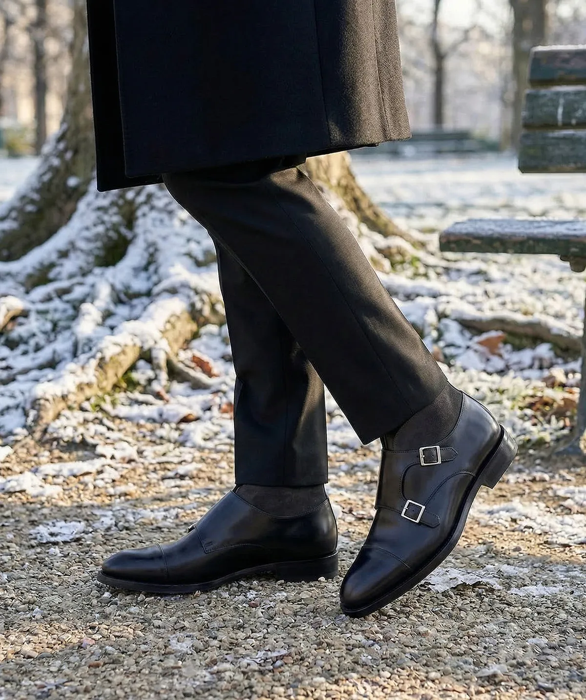 Finsbury Leonardo gespschoenen grijs double monk