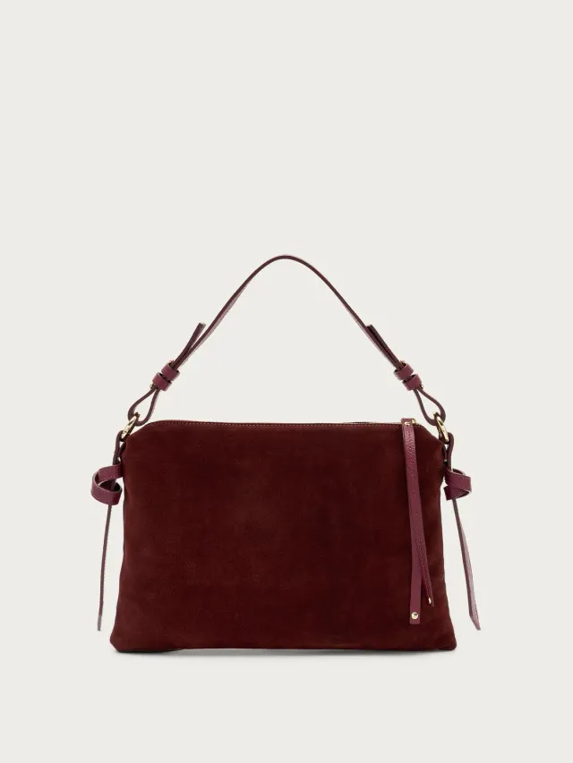 Frau bordeaux suede handtas maxi rechthoekig