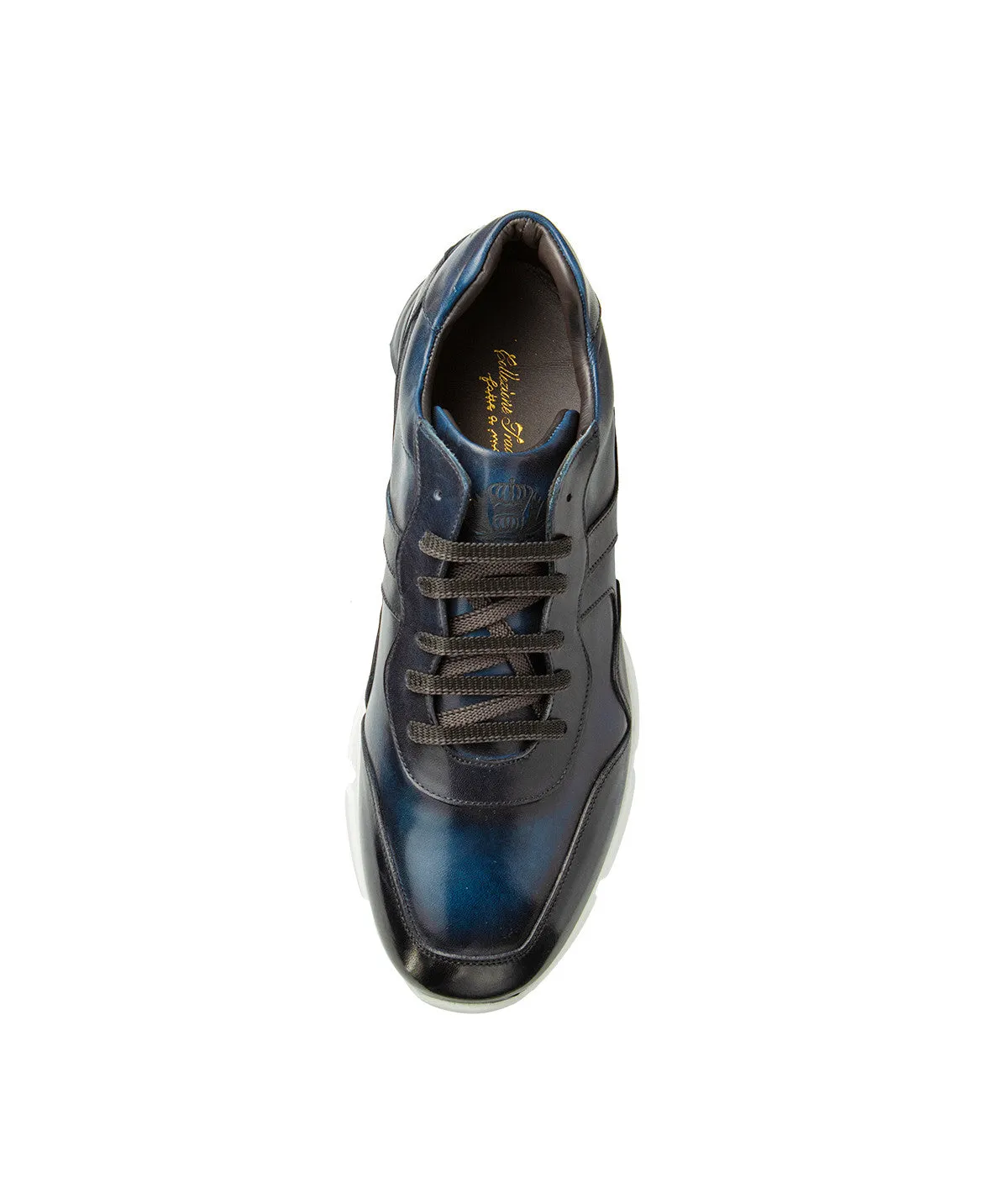 Finsbury Paolo blauwe patina leren sneakers