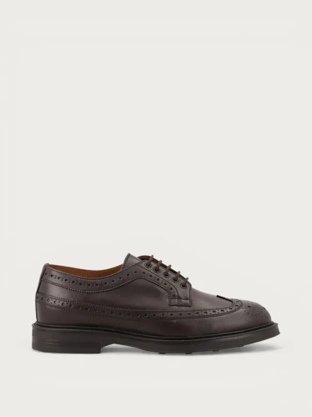 Frau Verona donkerbruine leren veterschoenen wing-tip heren