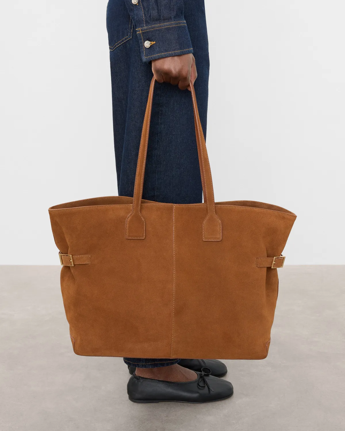 Flattered Lesley tote bourbon suède leer