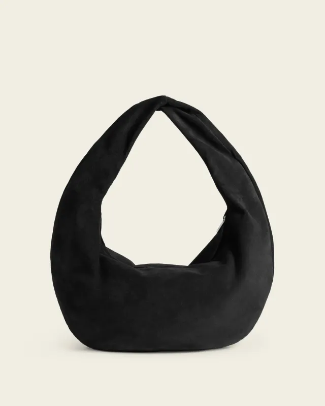 Flattered Alva schoudertas zwart suede rits