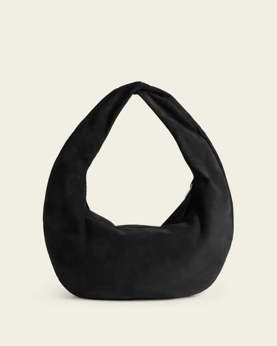 Flattered Alva schoudertas zwart suede rits