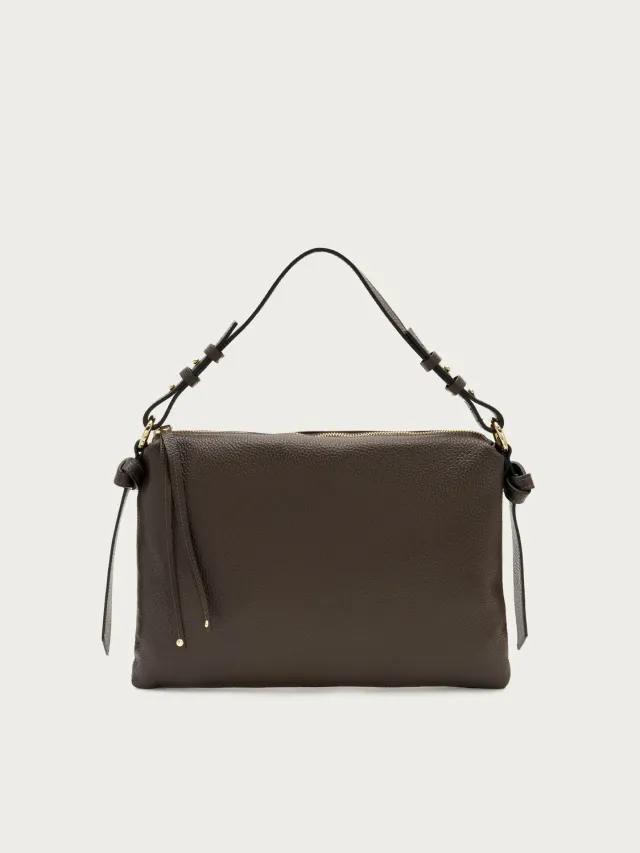 Frau Maxi bruine leren tas dames hengsel riem