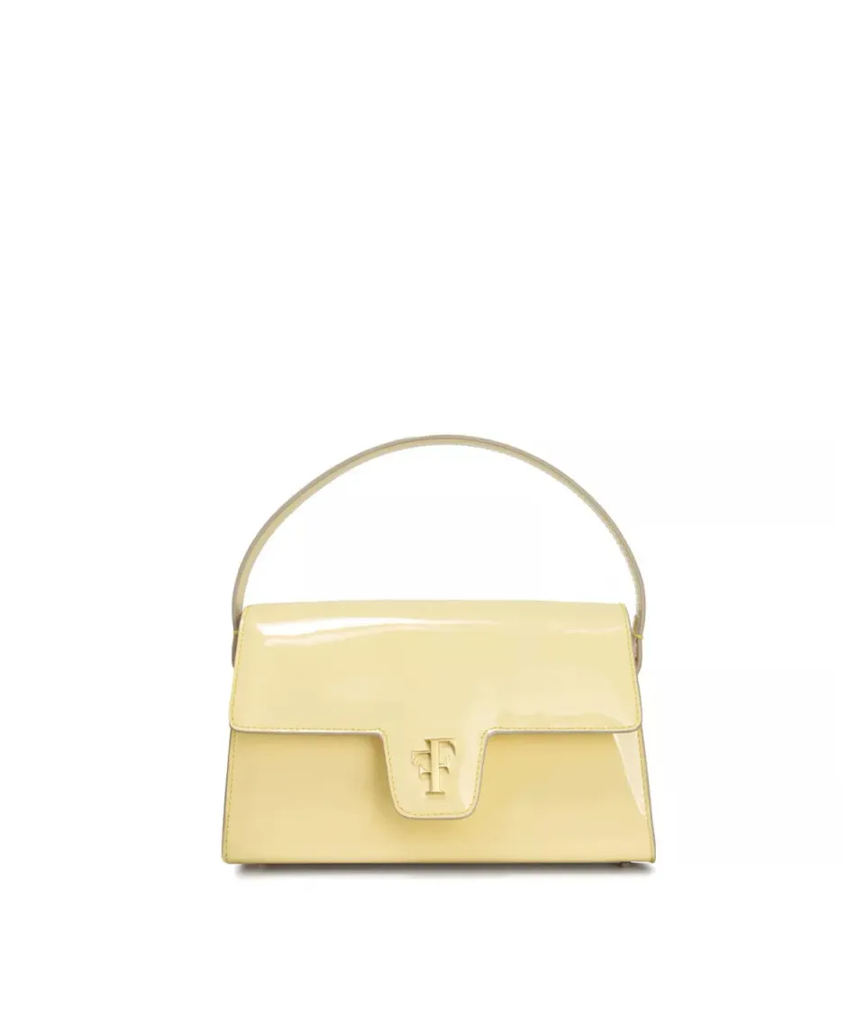 Finsbury FF23 tas pastelgeel leer 23 cm gouden logo