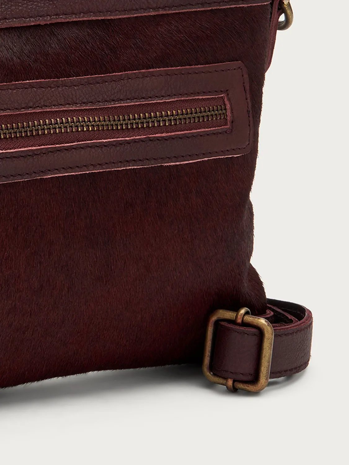 Frau bordeaux crossbody tas pony-effect leer schoudertas