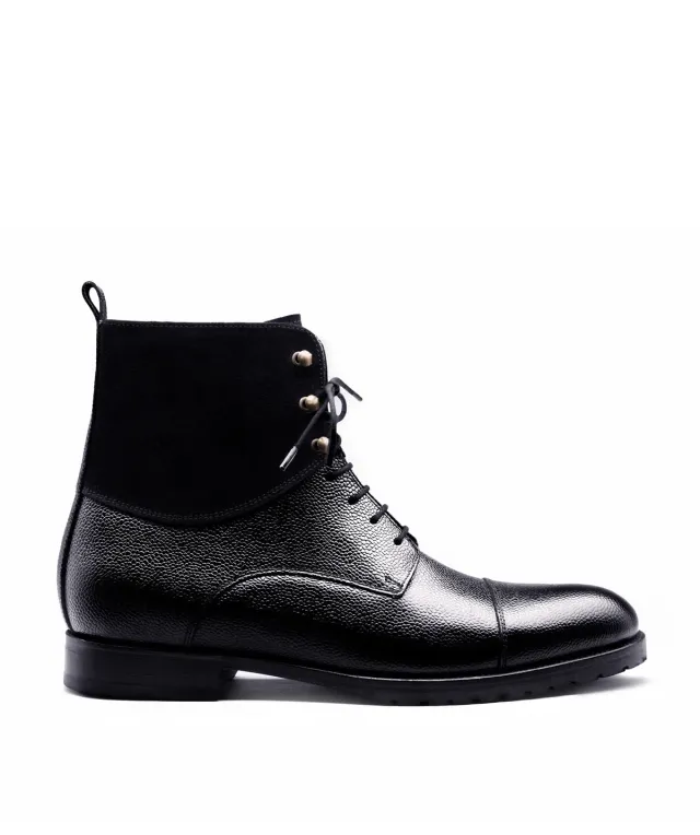 Finsbury Grahams enkellaars noir grainé leer