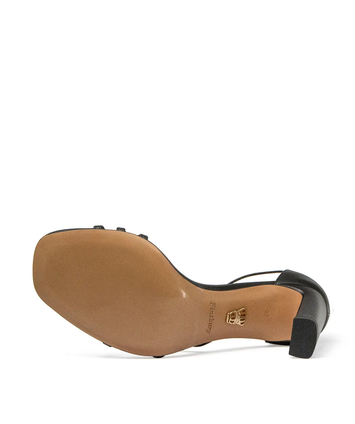 Finsbury Cécile leren sandalen zwart hak 6,5 cm