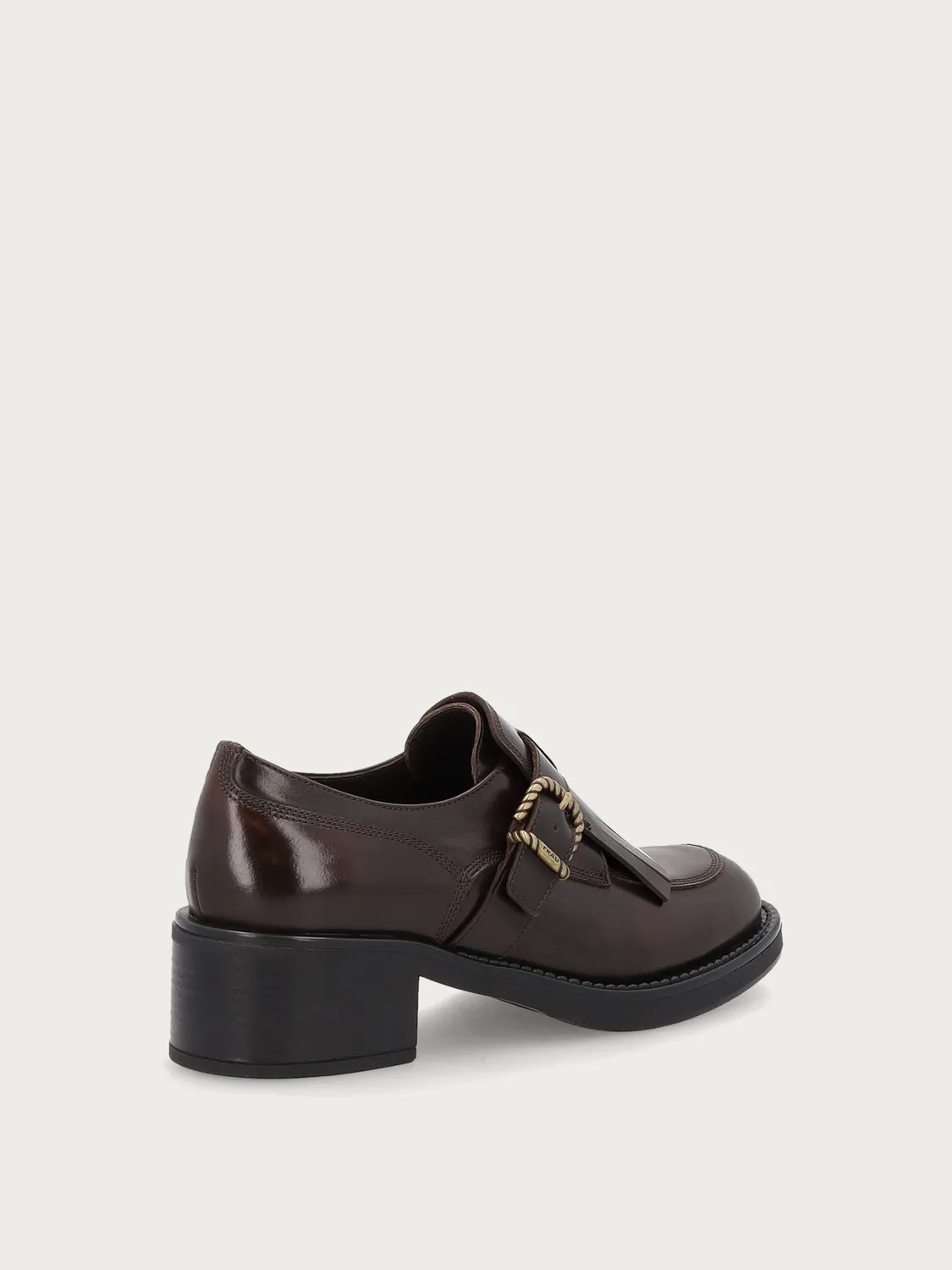 Frau Verona dames loafers bruin leer fringe hak