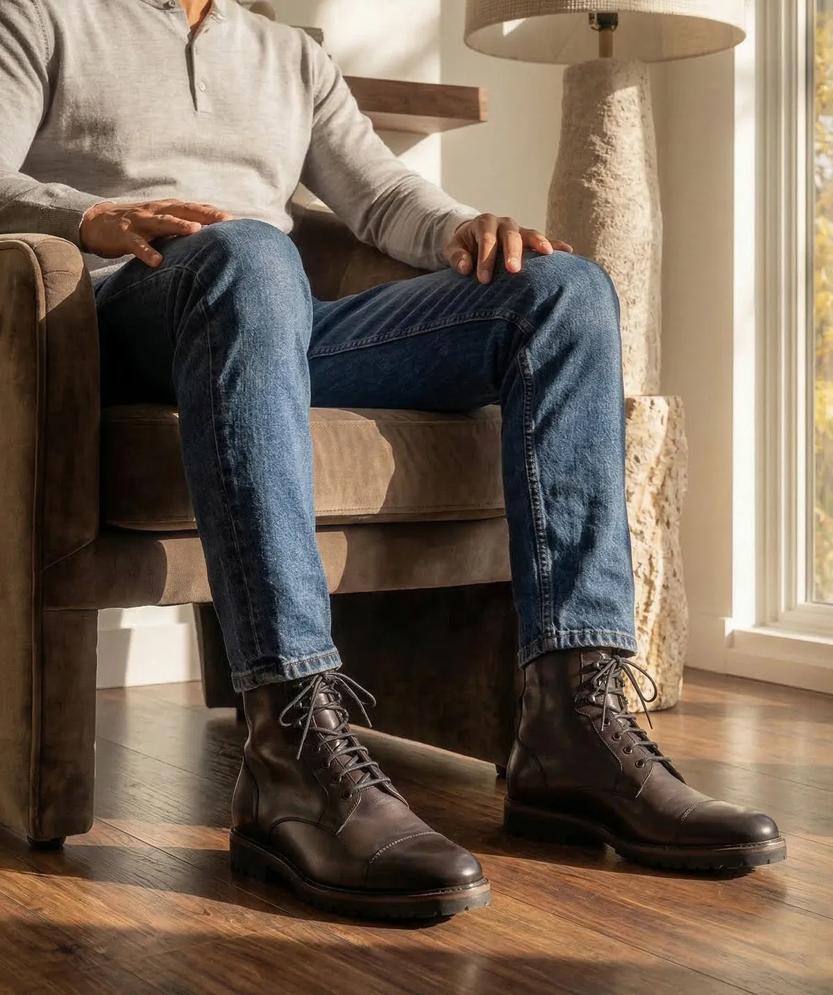 Finsbury POWELL boots grijs patina leer