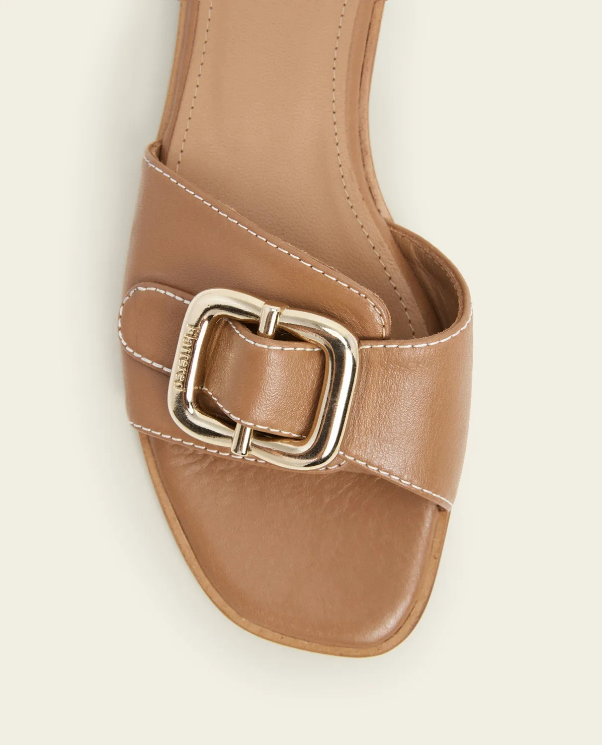 Flattered Mimi Leather Cognac platte sandalen leer