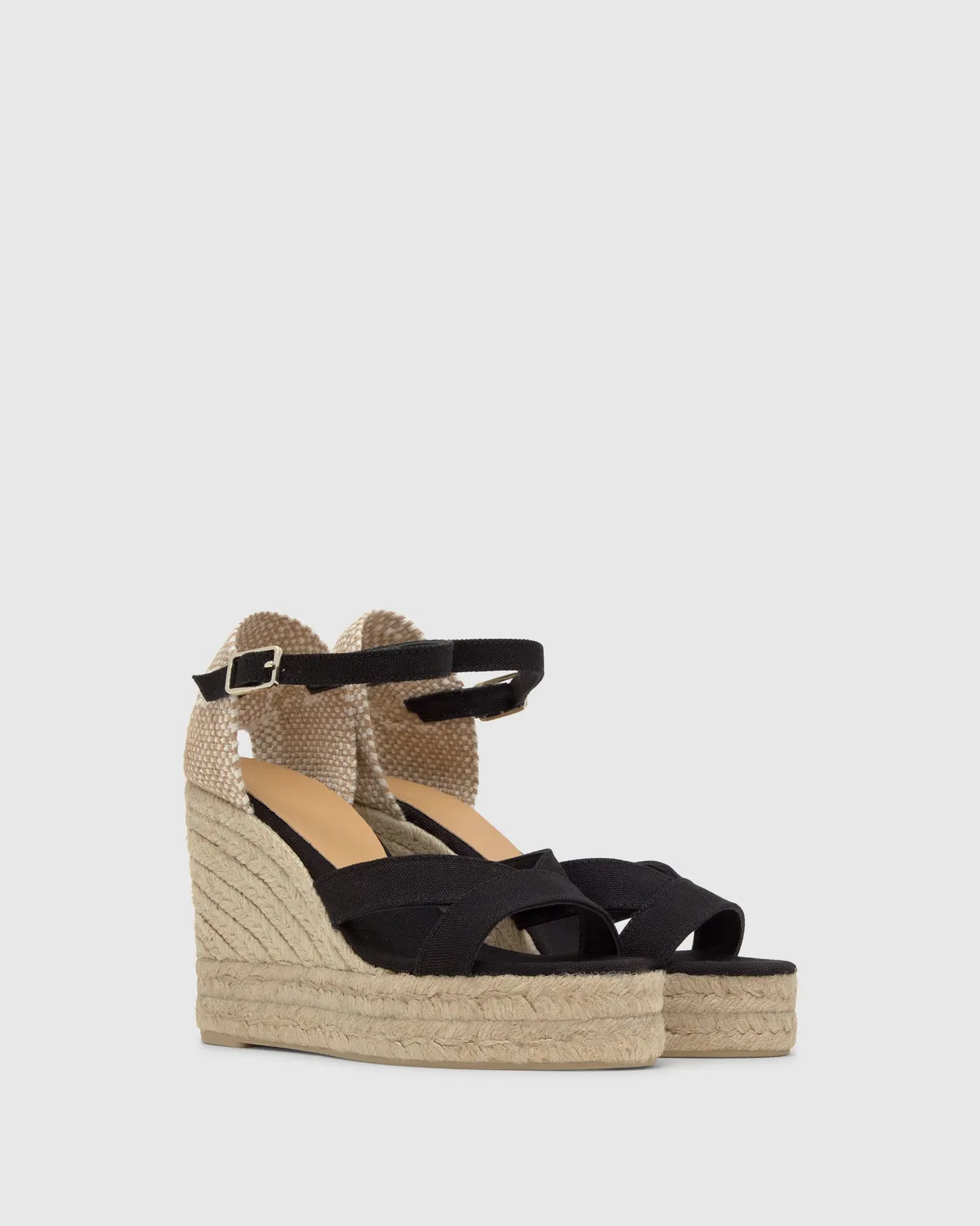 Castaner Bruna/8ED/001 sleehak sandaal zwart katoen