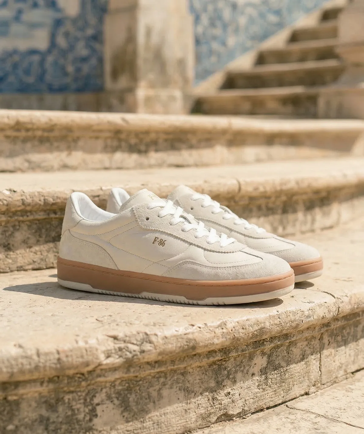 Finsbury Jules sneakers wit leer gestikt