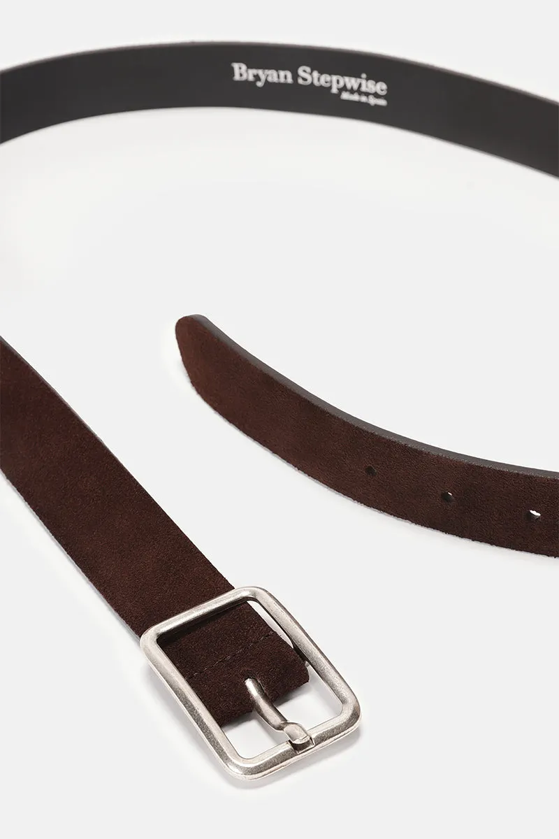 Bryan Stepwise Line riem cacao suède leer 80-90