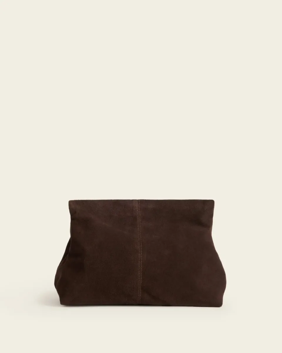 Flattered Clay Clutch Suede Chocolate clutch bruin suede