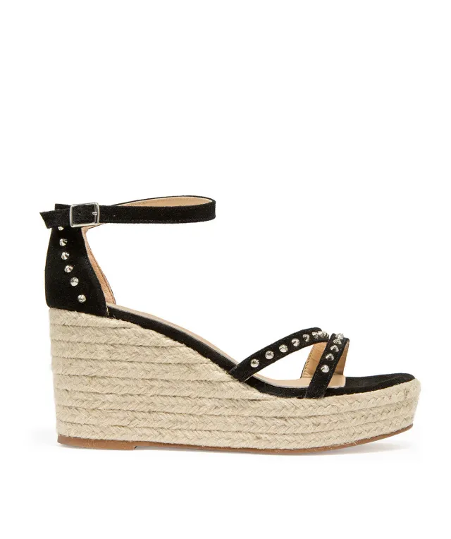 Finsbury Camille sleehaksandaal zwart suède 8 cm