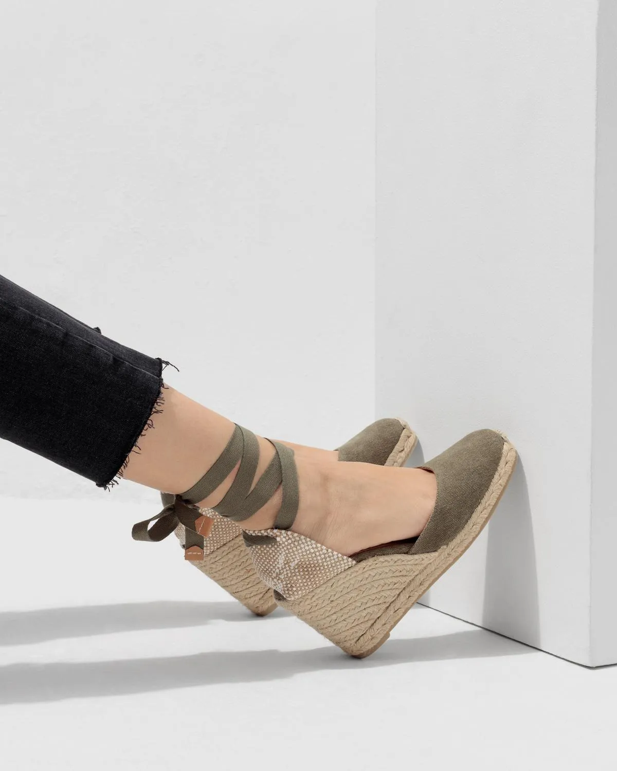 Castaner Carina 8/002 espadrilles olijf sleehak 9 cm