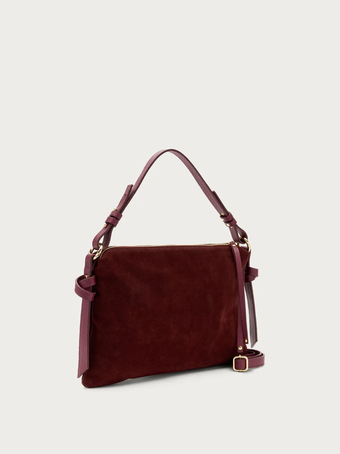 Frau bordeaux suede handtas maxi rechthoekig