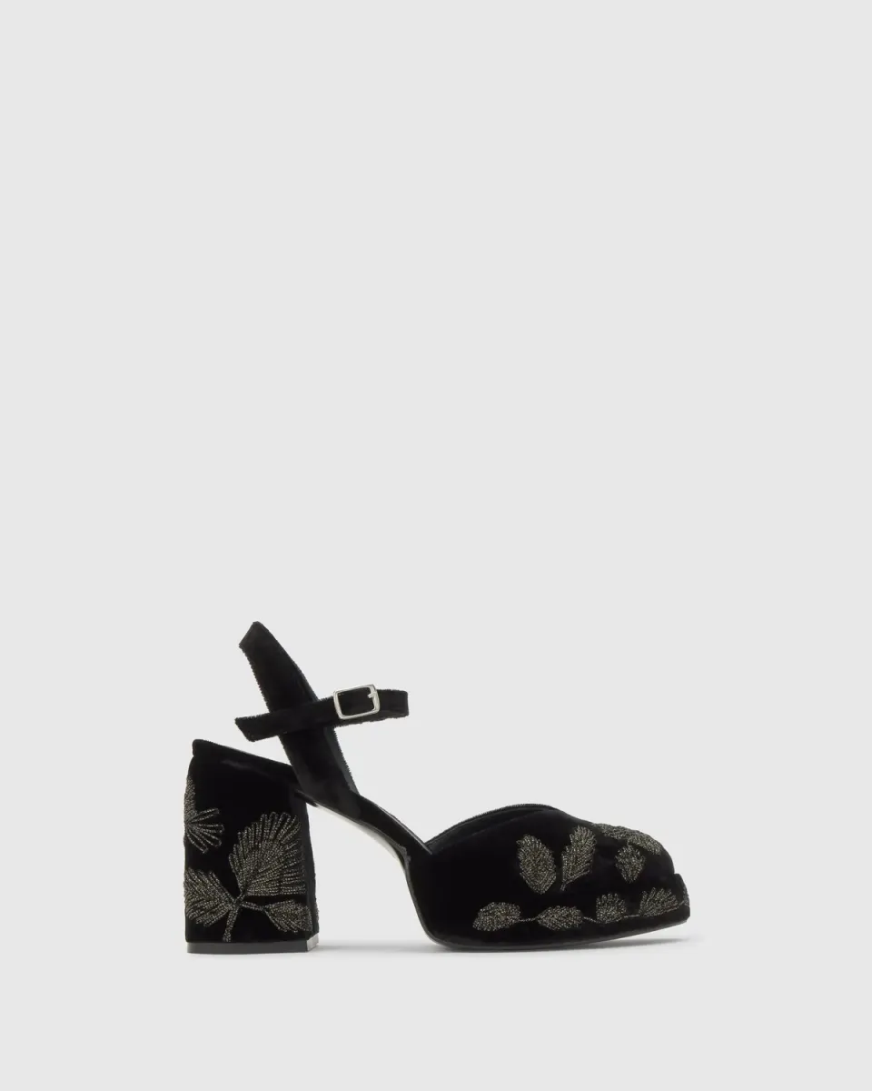 Castañer VIRGO/311 pumps zwart fluweel borduursel