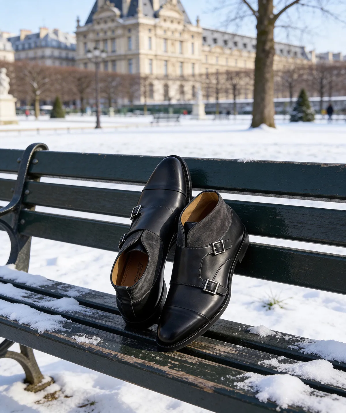 Finsbury Leonardo gespschoenen grijs double monk