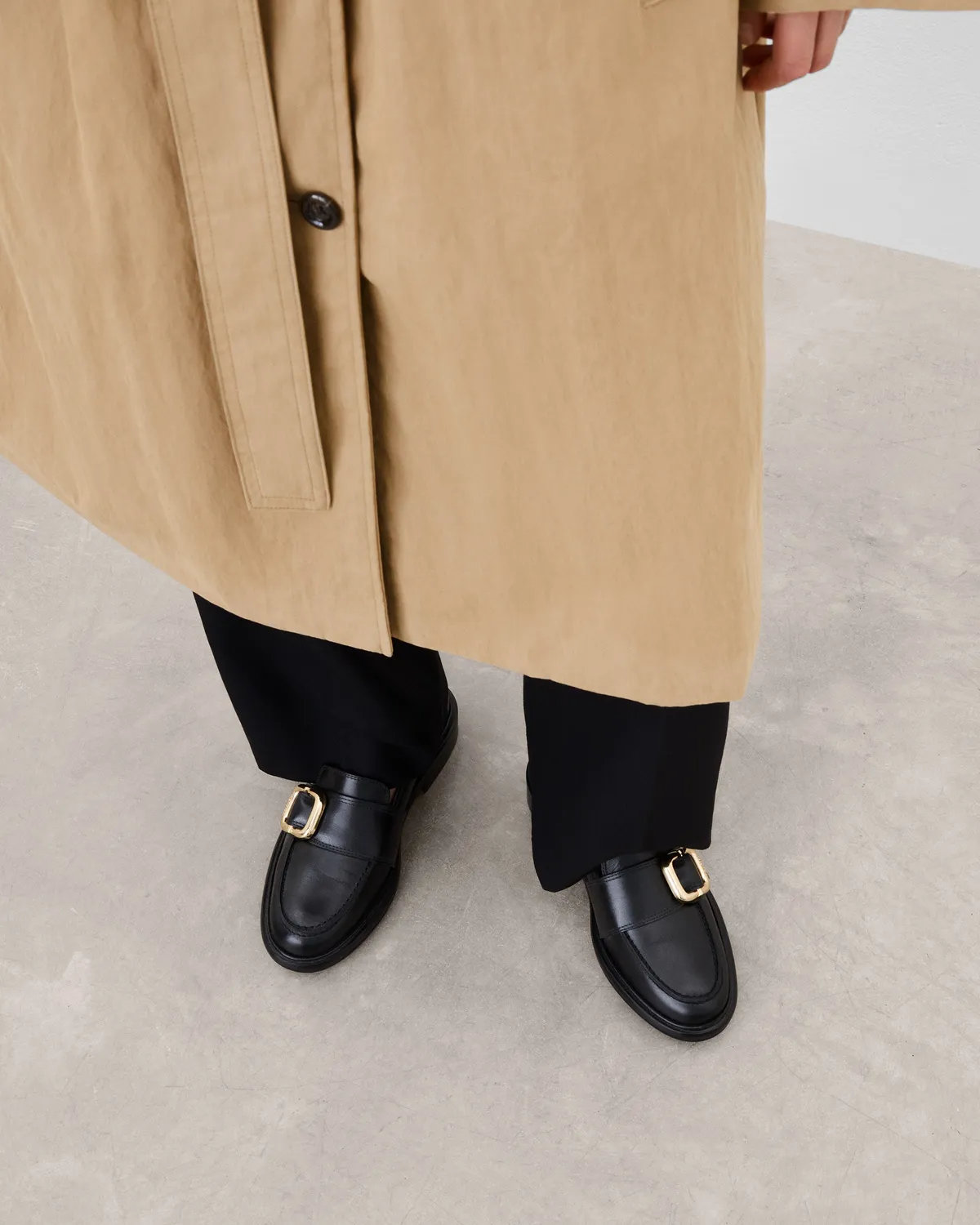 Flattered Aspen loafers zwart leer met gesp