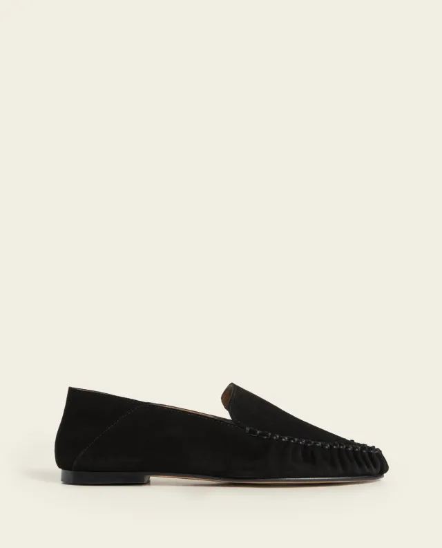 Flattered Bon Bon Suede Black ballerina's zwart instapper