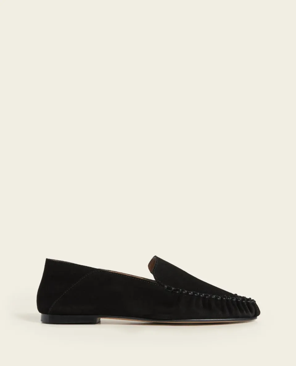 Flattered Bon Bon Suede Black ballerina's zwart instapper