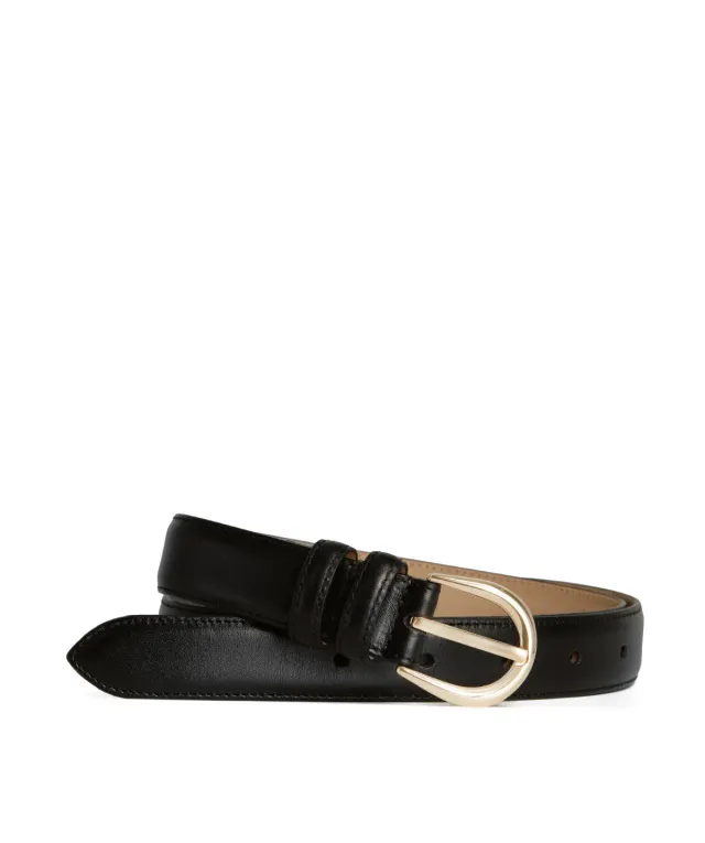 Finsbury Rome riem zwart leer dames goud 2,5 cm
