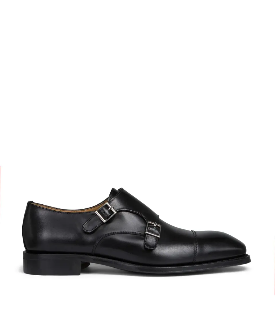 Finsbury Cambridge monkstrap zwart box calf