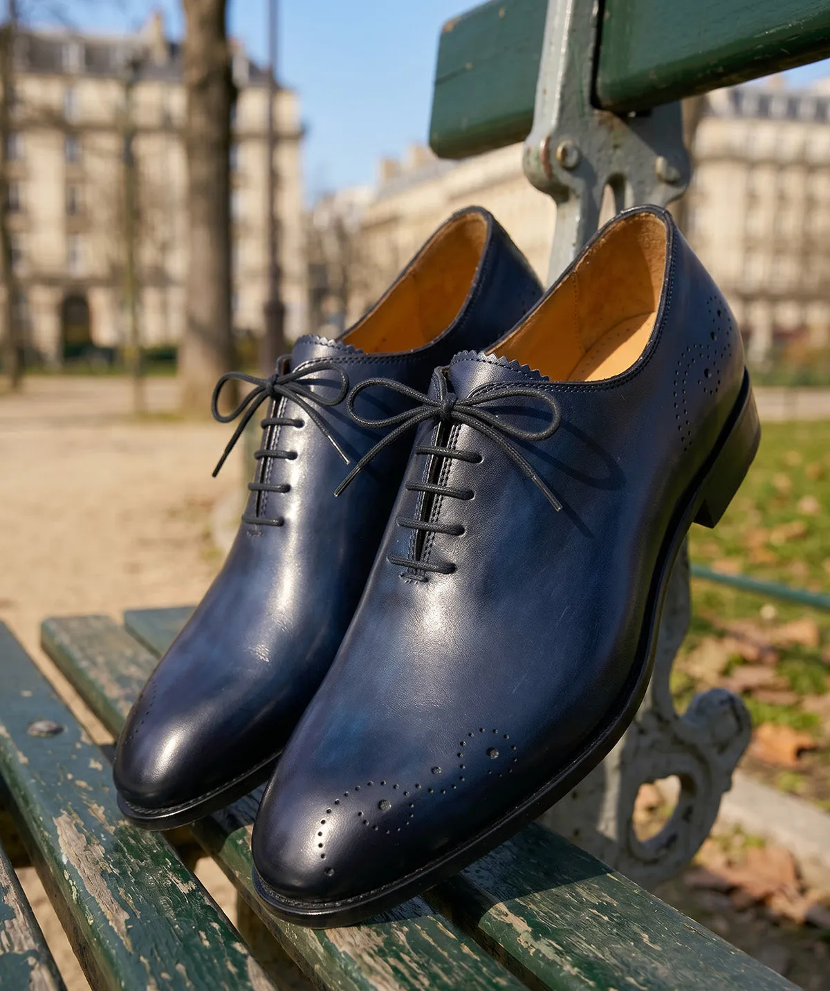 Finsbury Otello oxford blauw patina leer