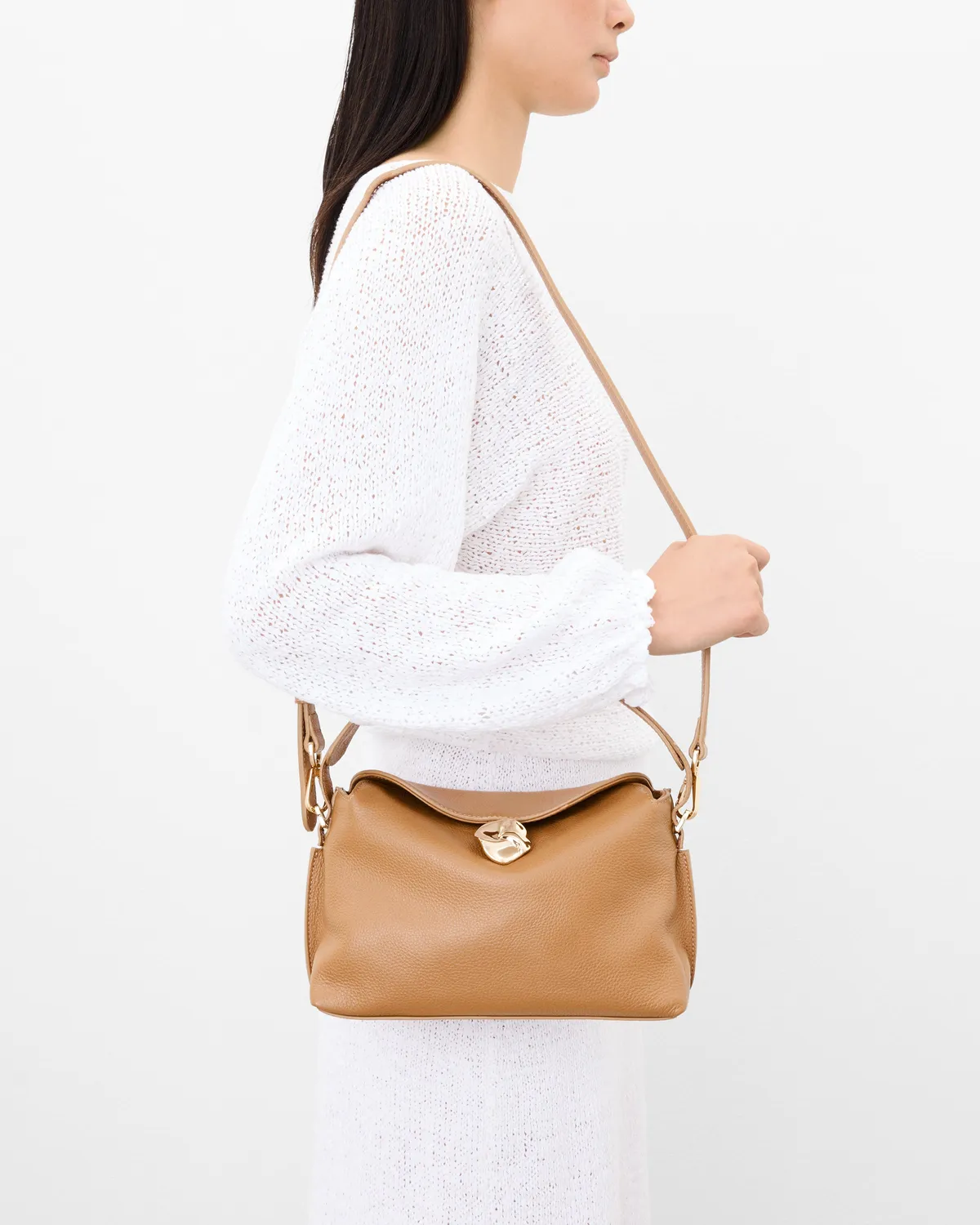 Flattered Hanna Mini Bag top handle tas cognac nerf