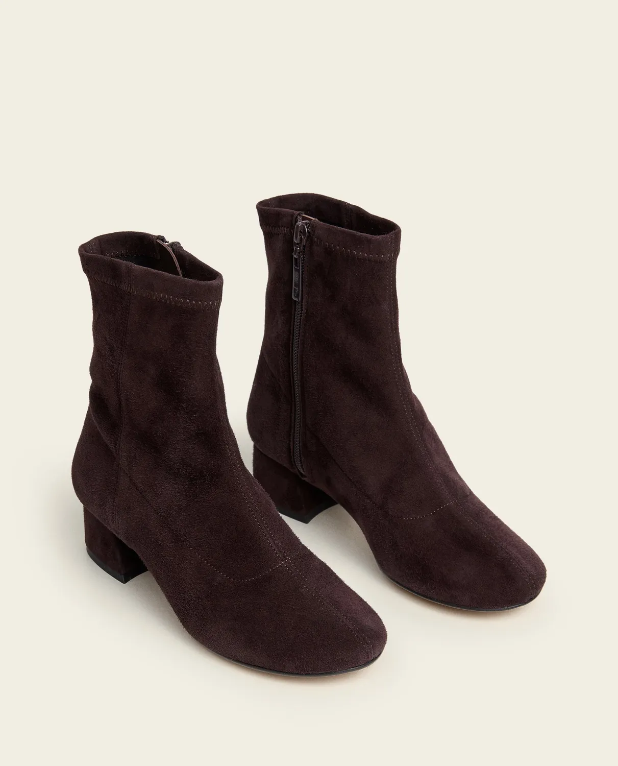 Flattered Ember enkellaars chocolate suède stretch