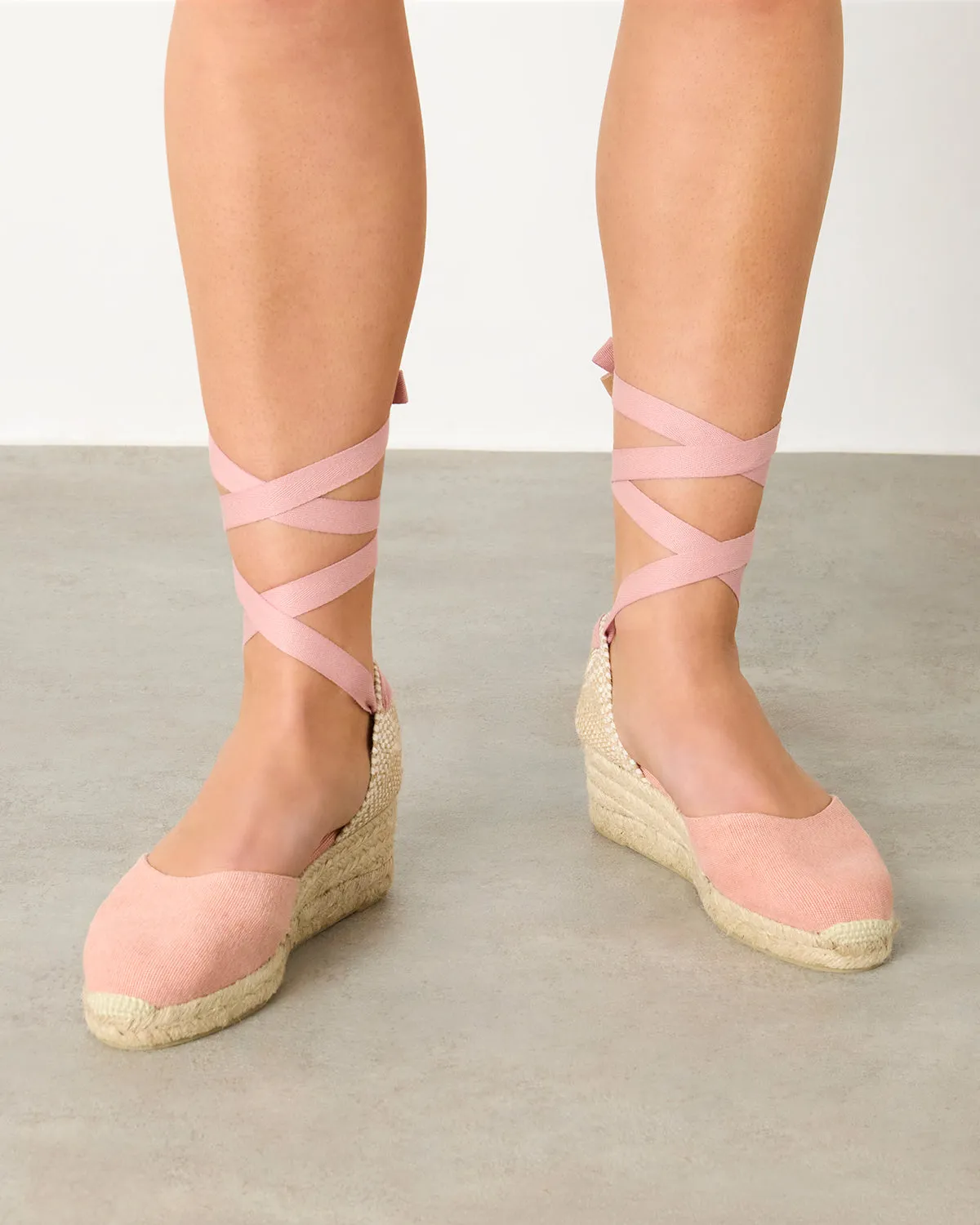 Castaner Carina/3/002 espadrilles poederroze katoen 5 cm
